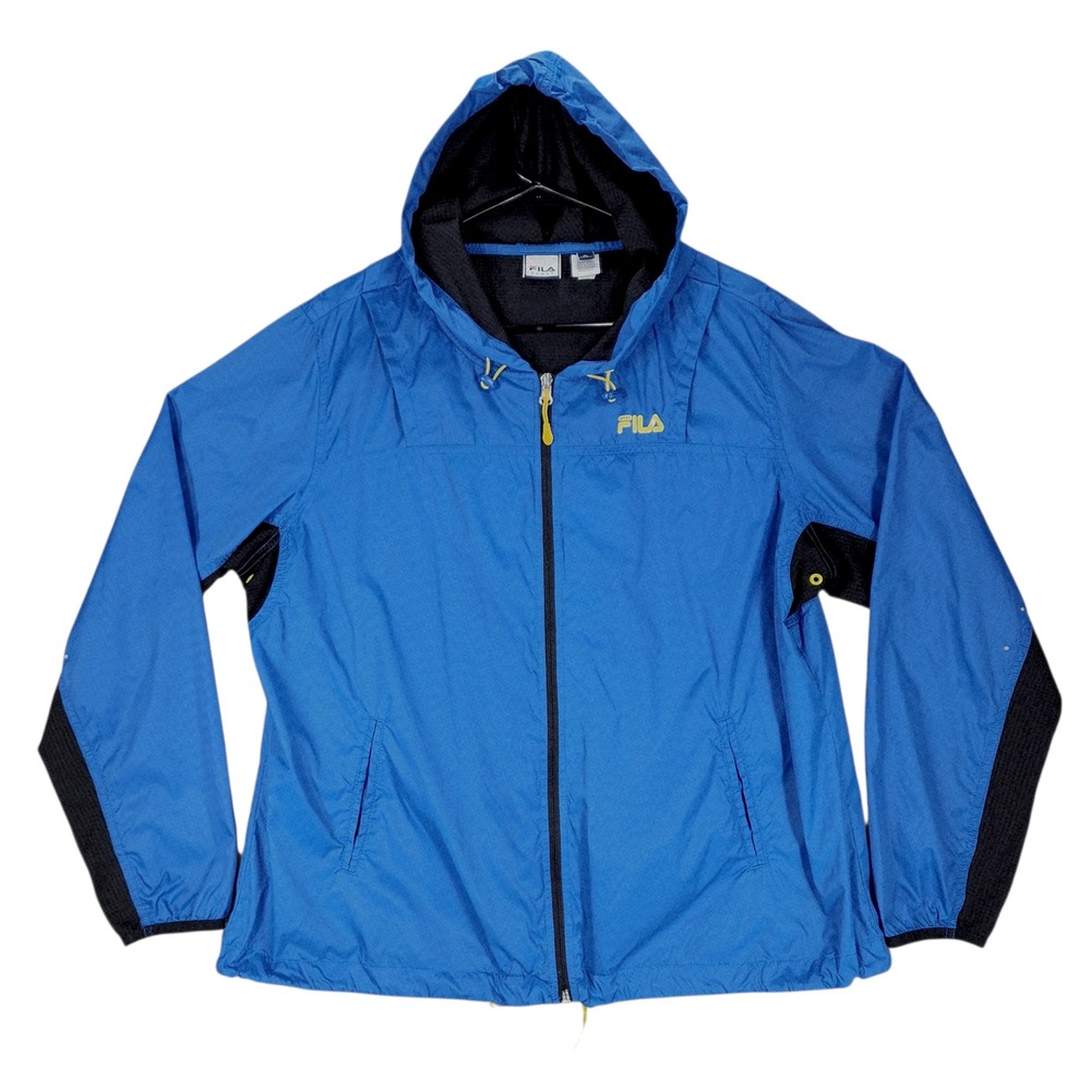 Vtg FILA‎ Sport Windbreaker Jacket sz XL Mens Blue Full Zip Lightweight Hooded